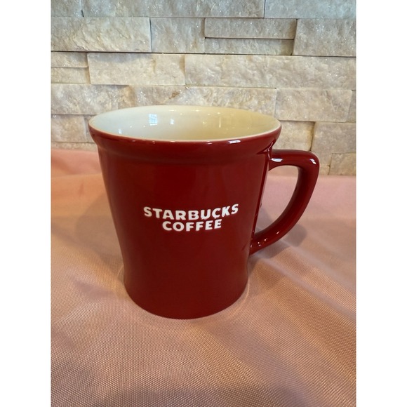 Starbucks Other - Starbucks 2009 Red Coffee Tea Mug Cup New Bone China Embossed Letters 12 Oz